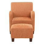 Fauteuil et pouf club à chevrons oranges, pieds expresso, 1 personne