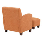 Fauteuil et pouf club à chevrons oranges, pieds expresso, 1 personne