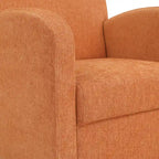 Fauteuil et pouf club à chevrons oranges, pieds expresso, 1 personne