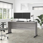 Bureau informatique individuel de 72 W – Gris platine / Blanc / Gris tempête