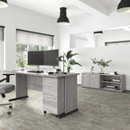 Bureau informatique individuel de 72 W – Gris platine / Blanc / Gris tempête