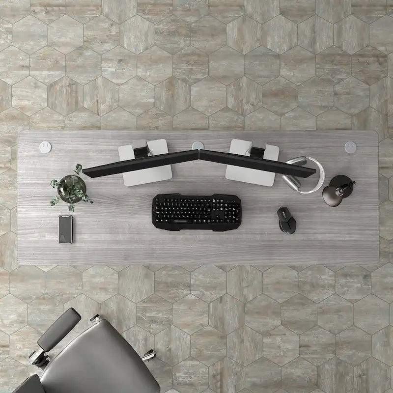 Bureau informatique individuel de 72 W – Gris platine / Blanc / Gris tempête