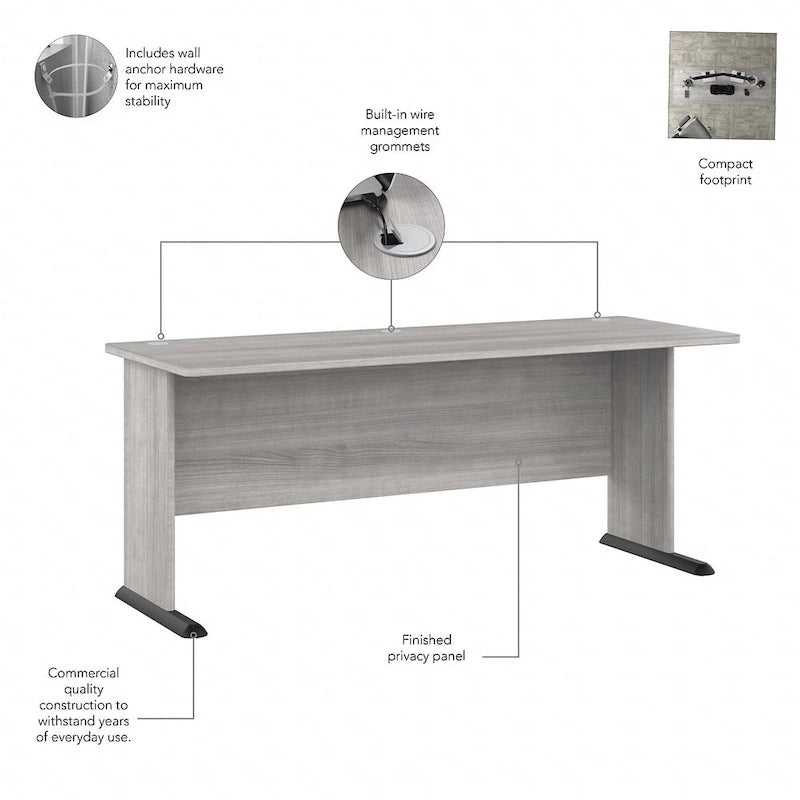 Bureau informatique individuel de 72 W – Gris platine / Blanc / Gris tempête