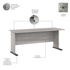 Bureau informatique individuel de 72 W – Gris platine / Blanc / Gris tempête