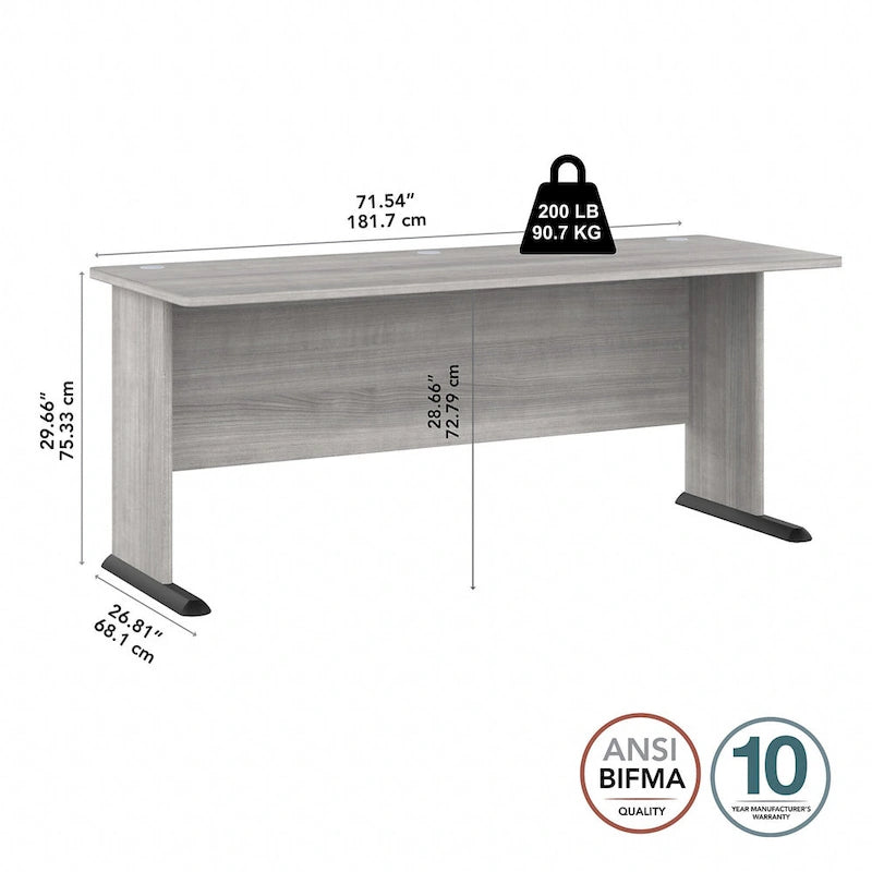 Bureau informatique individuel de 72 W – Gris platine / Blanc / Gris tempête