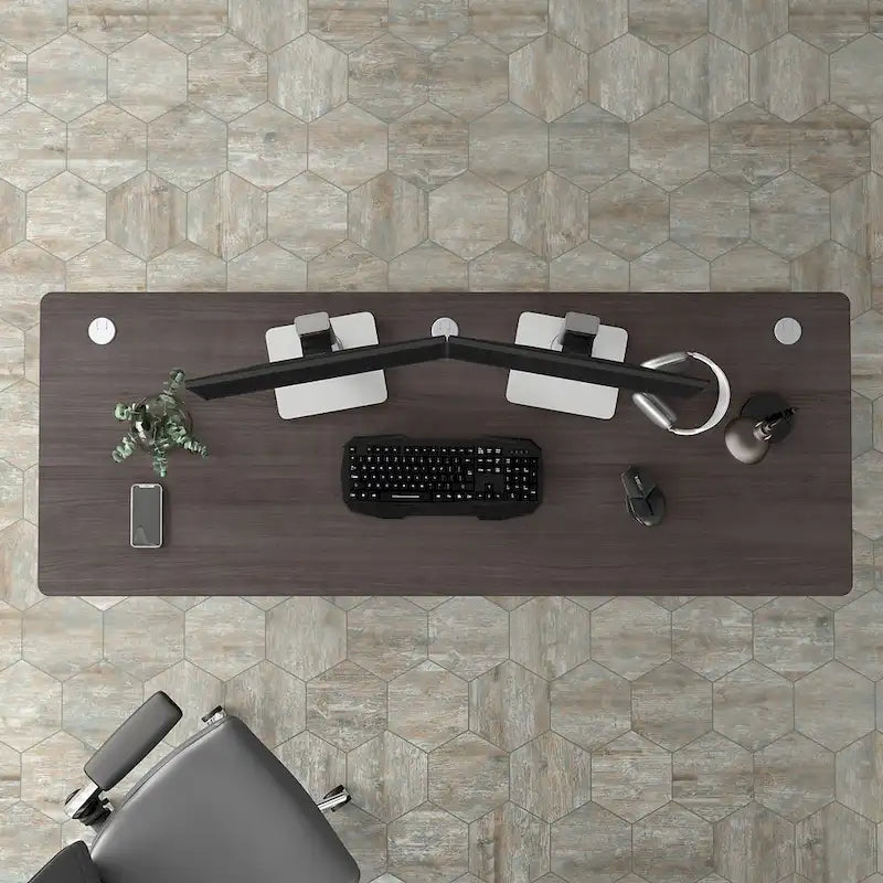 Bureau informatique individuel de 72 W – Gris platine / Blanc / Gris tempête