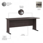 Bureau informatique individuel de 72 W – Gris platine / Blanc / Gris tempête
