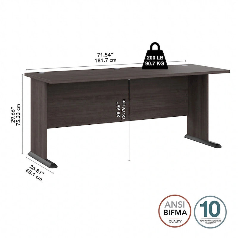 Bureau informatique individuel de 72 W – Gris platine / Blanc / Gris tempête