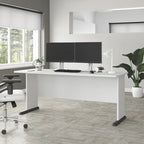 Bureau informatique individuel de 72 W – Gris platine / Blanc / Gris tempête