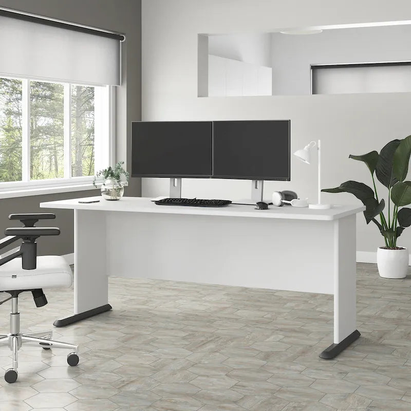 Bureau informatique individuel de 72 W – Gris platine / Blanc / Gris tempête