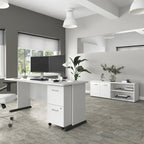 Bureau informatique individuel de 72 W – Gris platine / Blanc / Gris tempête