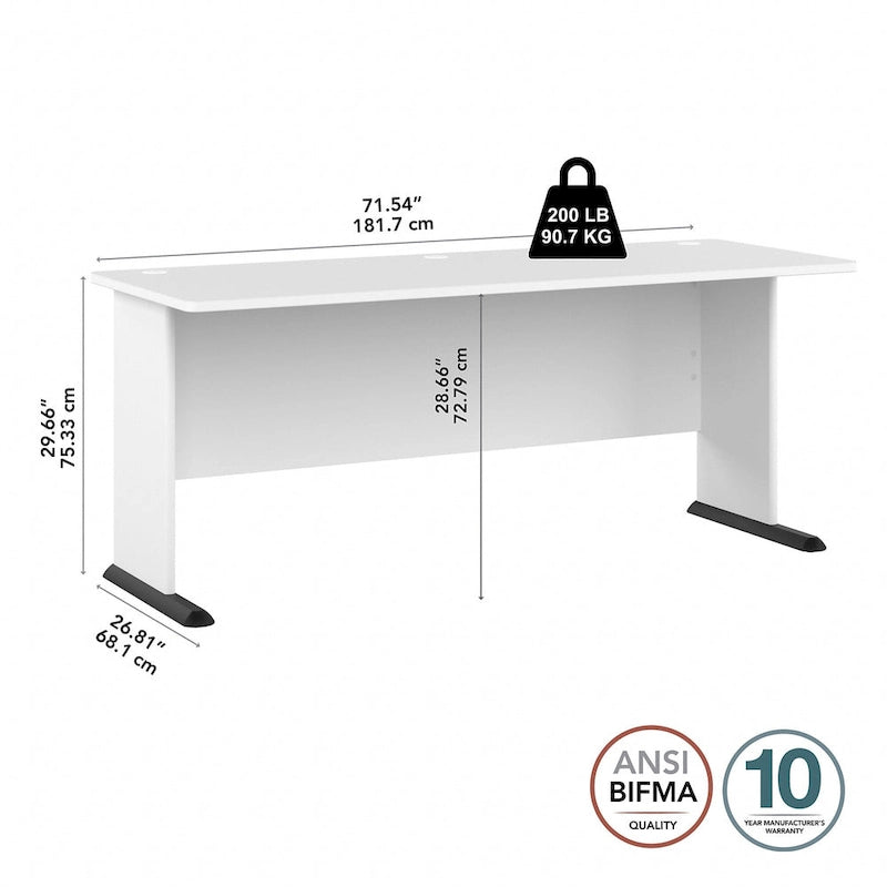 Bureau informatique individuel de 72 W – Gris platine / Blanc / Gris tempête