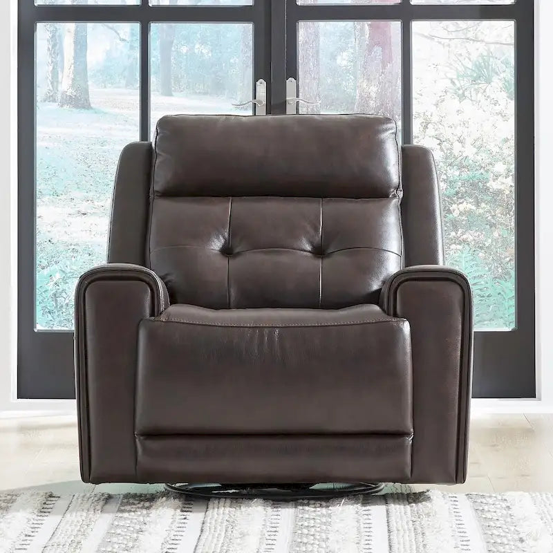 Fauteuil inclinable motorisé pivotant Baja Stone / Cuir marron foncé, 1 place