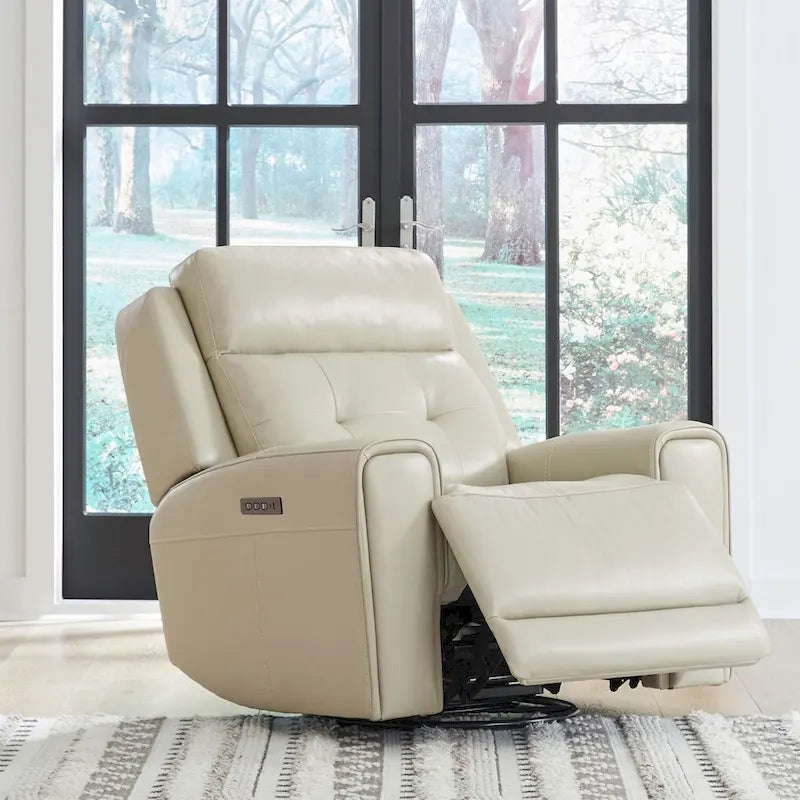 Fauteuil inclinable motorisé pivotant Baja Stone / Cuir marron foncé, 1 place