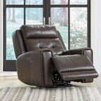 Fauteuil inclinable motorisé pivotant Baja Stone / Cuir marron foncé, 1 place