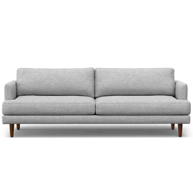 Canapé 2 places moderne du milieu du siècle, gris brume / gris anthracite / brun caramel / sienne