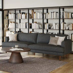 Canapé 2 places moderne du milieu du siècle, gris brume / gris anthracite / brun caramel / sienne