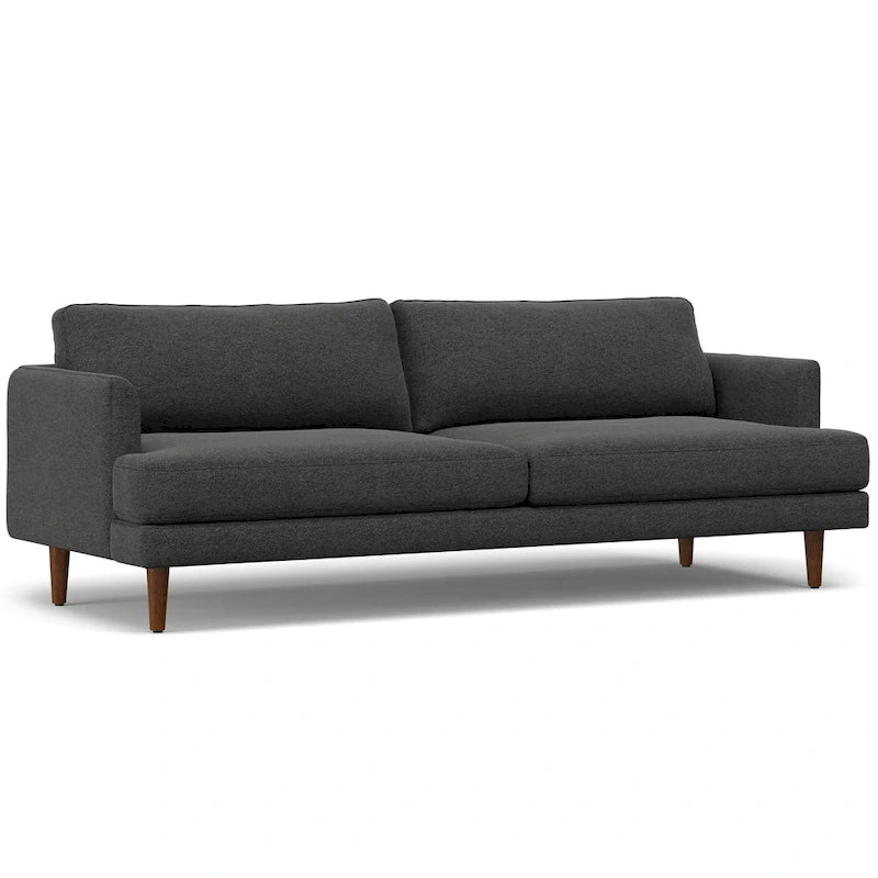 Canapé 2 places moderne du milieu du siècle, gris brume / gris anthracite / brun caramel / sienne