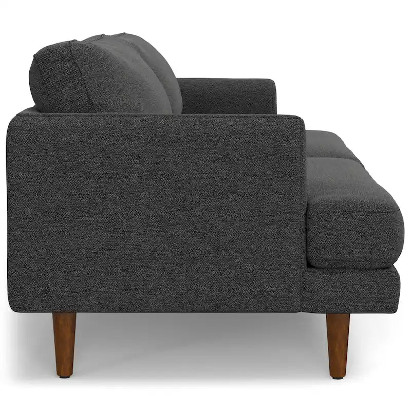 Canapé 2 places moderne du milieu du siècle, gris brume / gris anthracite / brun caramel / sienne