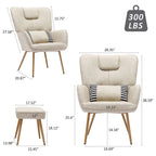 Fauteuil à oreilles en similicuir marron/gris/beige avec repose-pieds, 1 place