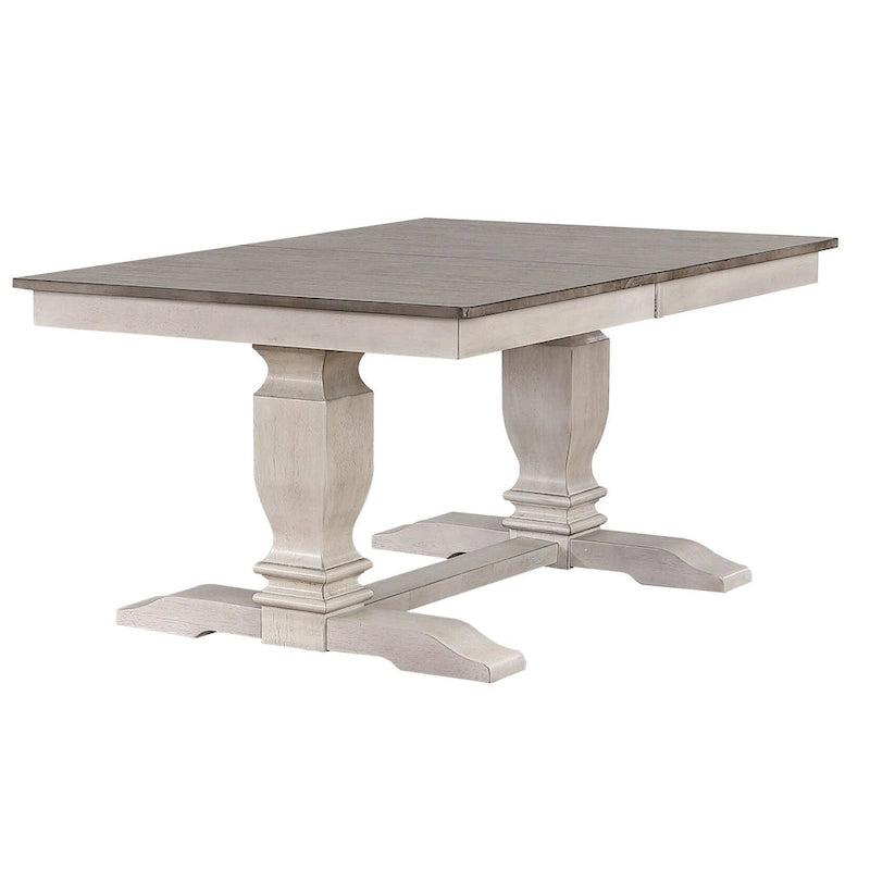 Table de salle à manger extensible Ash à double pied, 6 à 8 places