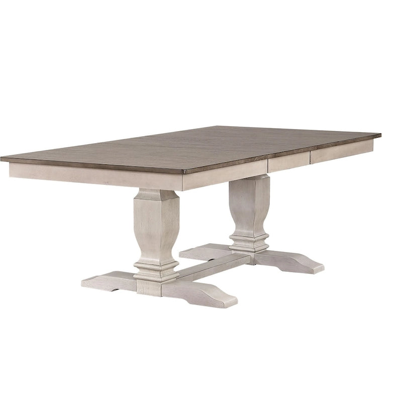 Table de salle à manger extensible Ash à double pied, 6 à 8 places