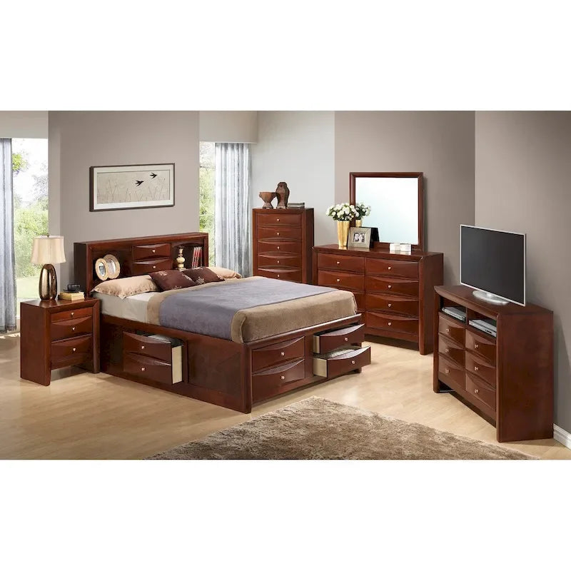 Cherry/Black/White/Gray/Cappuccino/Silver Champagne Full Panel Storage Bed, 1-Person