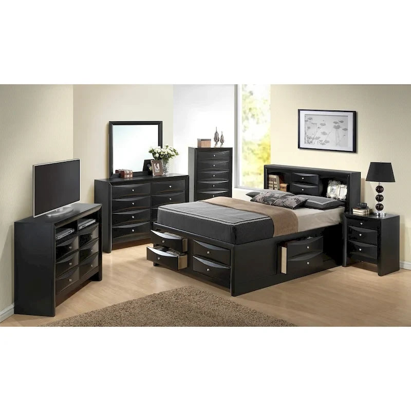 Cherry/Black/White/Gray/Cappuccino/Silver Champagne Full Panel Storage Bed, 1-Person