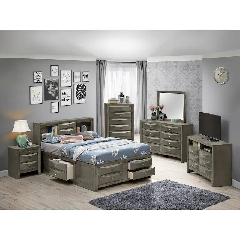 Cherry/Black/White/Gray/Cappuccino/Silver Champagne Full Panel Storage Bed, 1-Person