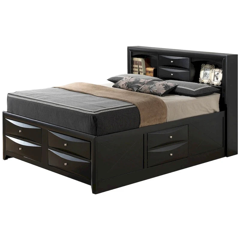 Cherry/Black/White/Gray/Cappuccino/Silver Champagne Full Panel Storage Bed, 1-Person