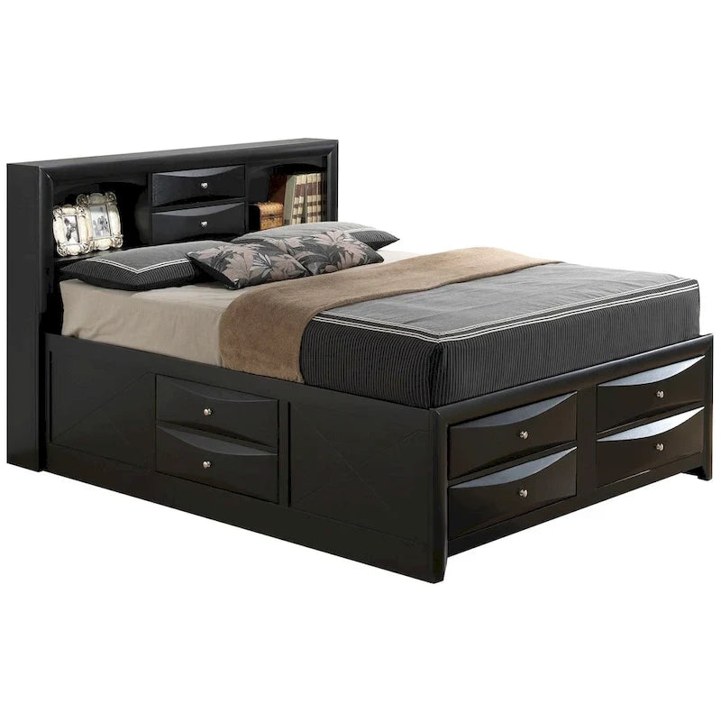 Cherry/Black/White/Gray/Cappuccino/Silver Champagne Full Panel Storage Bed, 1-Person