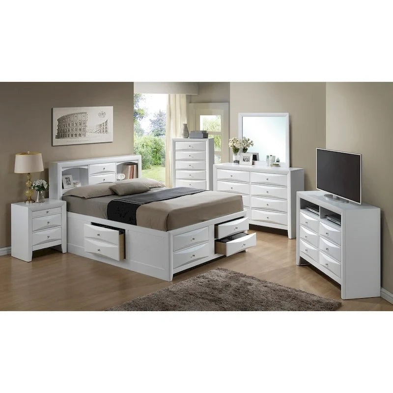 Cherry/Black/White/Gray/Cappuccino/Silver Champagne Full Panel Storage Bed, 1-Person