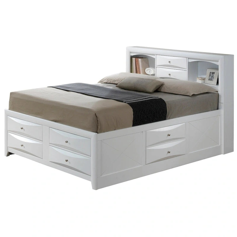 Cherry/Black/White/Gray/Cappuccino/Silver Champagne Full Panel Storage Bed, 1-Person