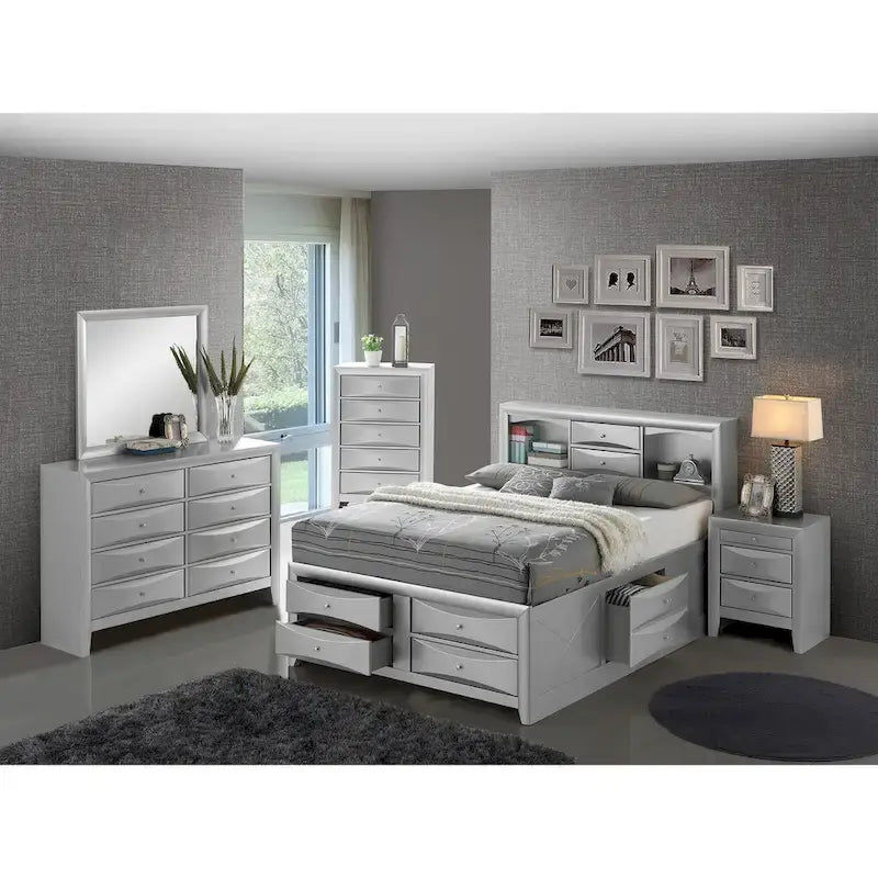 Lit de rangement complet avec panneaux, cerise/noir/blanc/gris/cappuccino/argent champagne, 1 personne