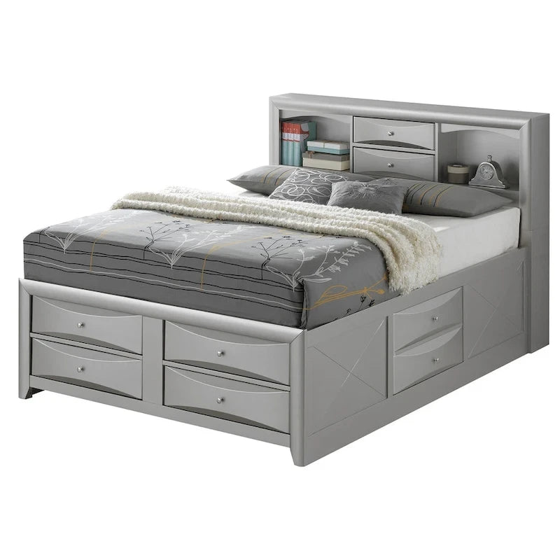 Lit de rangement complet avec panneaux, cerise/noir/blanc/gris/cappuccino/argent champagne, 1 personne
