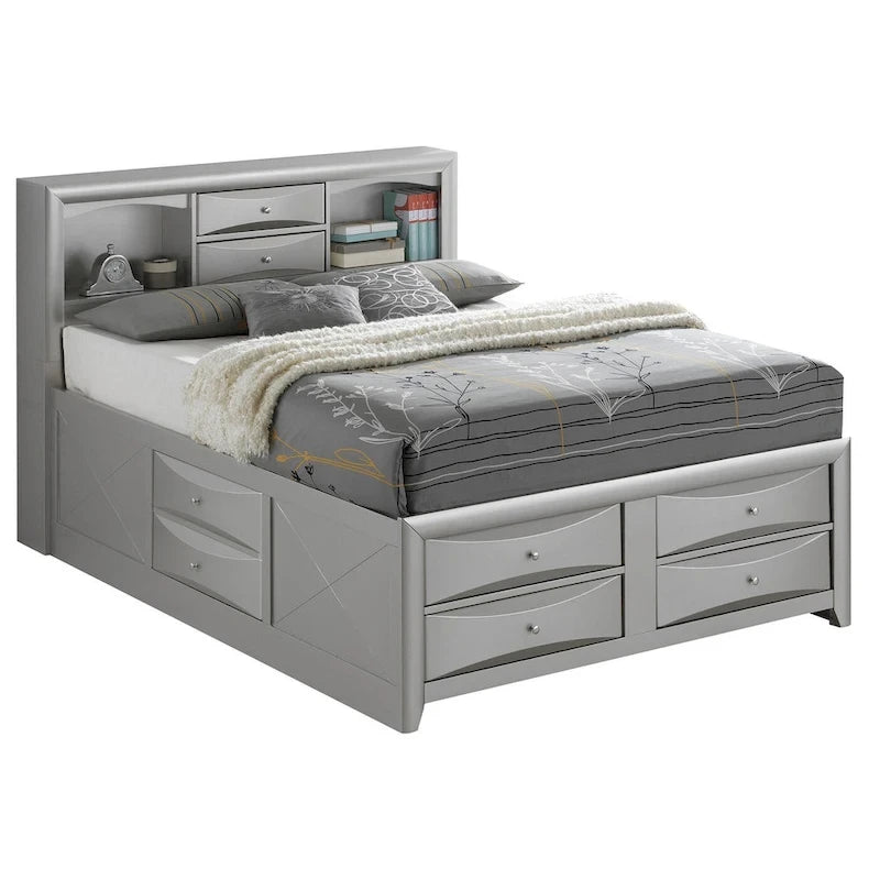 Lit de rangement complet avec panneaux, cerise/noir/blanc/gris/cappuccino/argent champagne, 1 personne