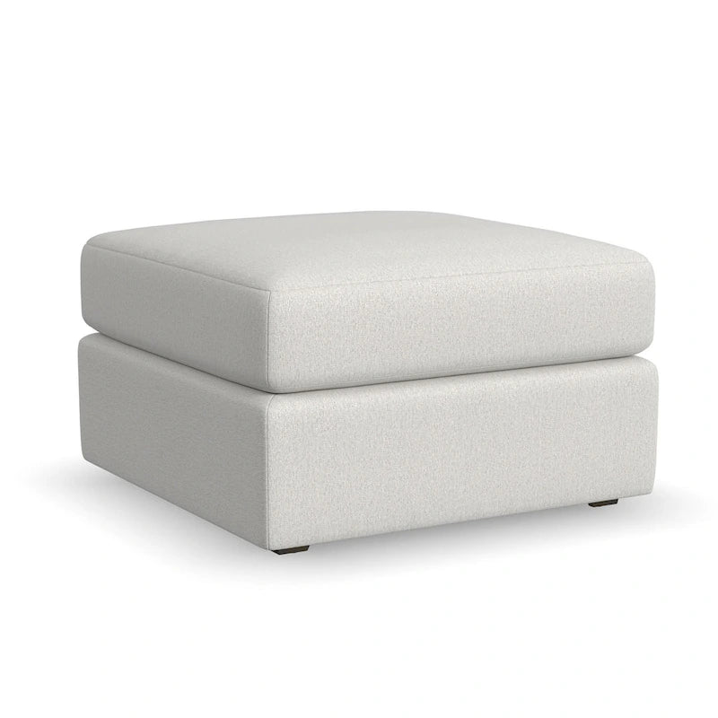 Ottoman en tissu taupe, style transitionnel, 1 place