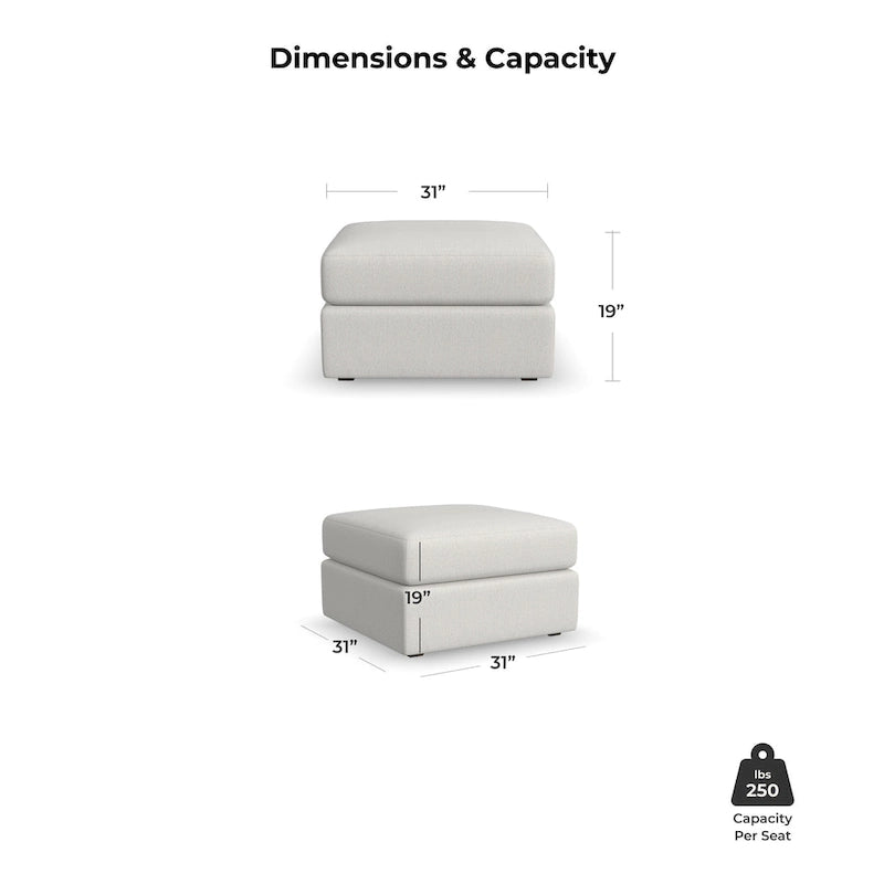 Ottoman en tissu taupe, style transitionnel, 1 place