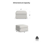 Ottoman en tissu taupe, style transitionnel, 1 place
