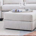 Ottoman en tissu taupe, style transitionnel, 1 place