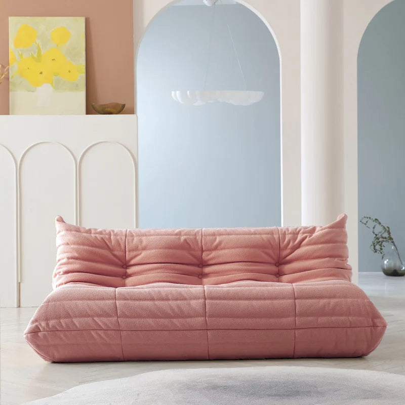 Canapé de sol paresseux en velours rose Teddy, 1/2/3 places