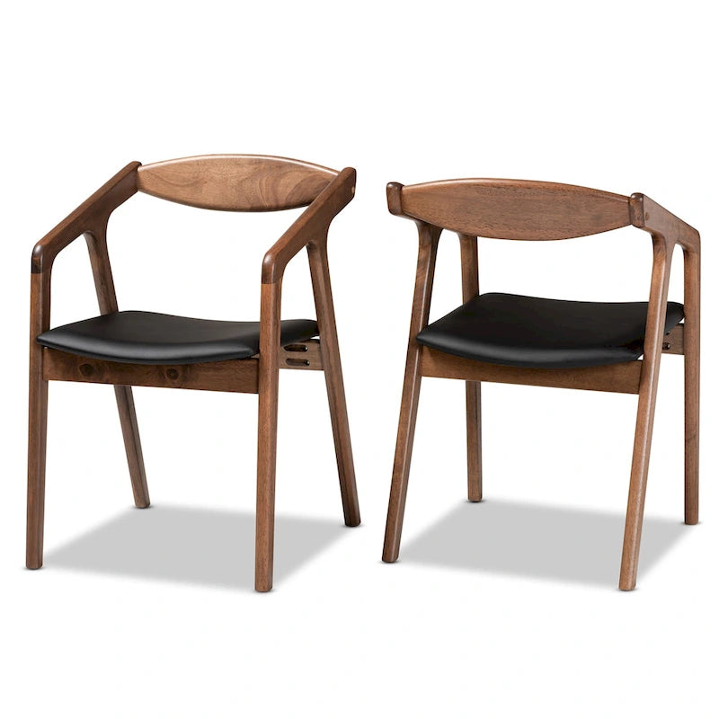 Lot de 2 chaises de salle à manger gris/noir de style milieu de siècle