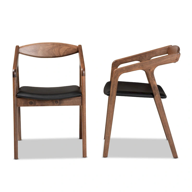Lot de 2 chaises de salle à manger gris/noir de style milieu de siècle