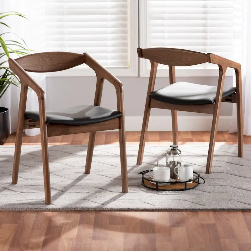 Lot de 2 chaises de salle à manger gris/noir de style milieu de siècle