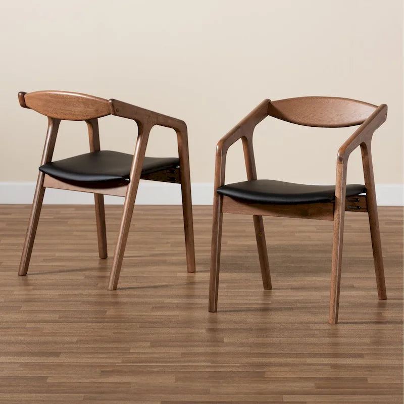 Lot de 2 chaises de salle à manger gris/noir de style milieu de siècle