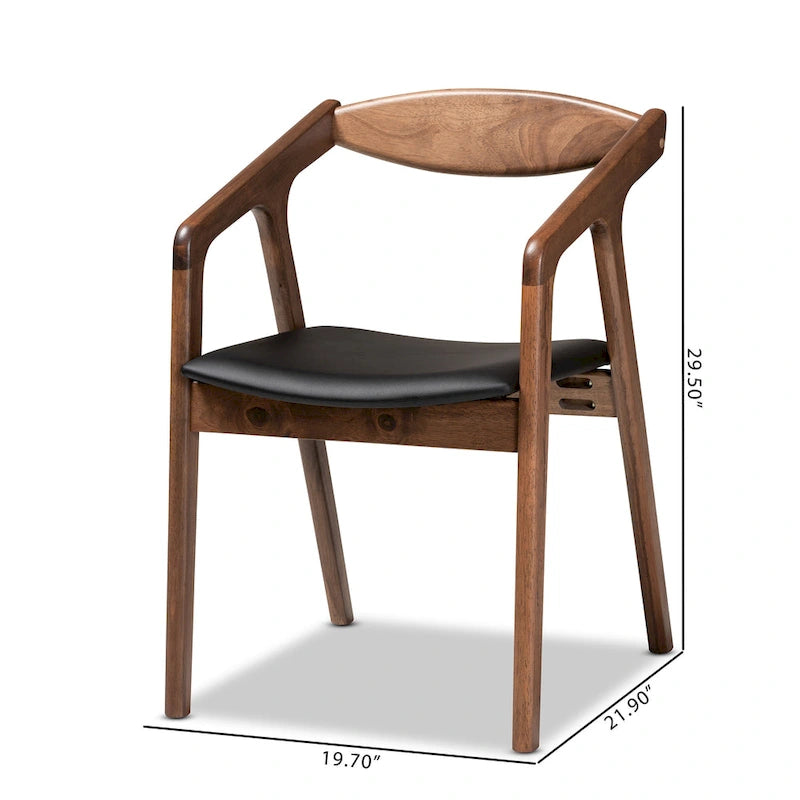 Lot de 2 chaises de salle à manger gris/noir de style milieu de siècle