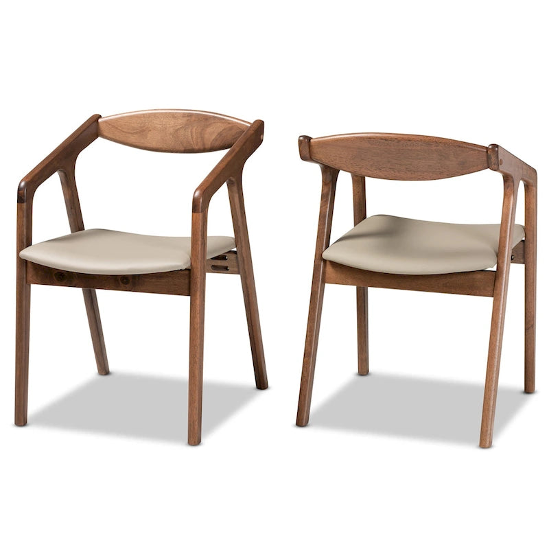 Lot de 2 chaises de salle à manger gris/noir de style milieu de siècle
