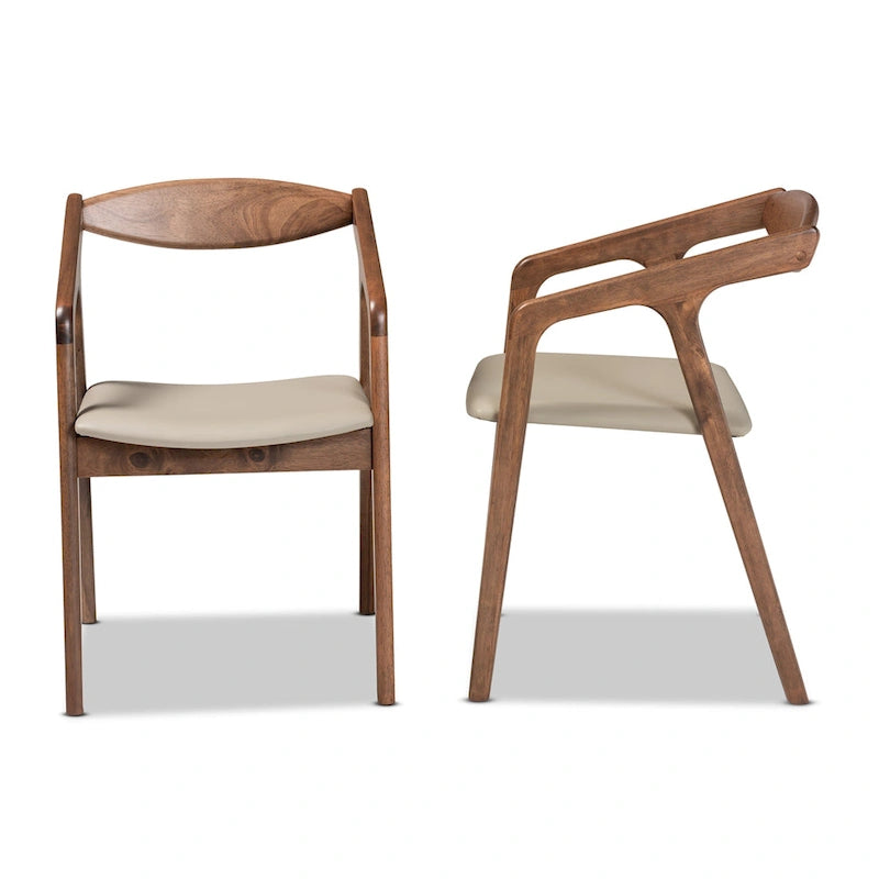 Lot de 2 chaises de salle à manger gris/noir de style milieu de siècle