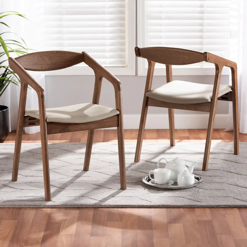 Lot de 2 chaises de salle à manger gris/noir de style milieu de siècle