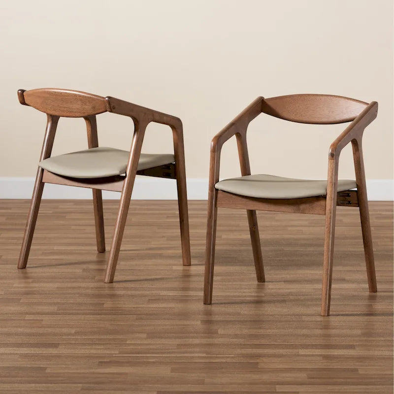Lot de 2 chaises de salle à manger gris/noir de style milieu de siècle